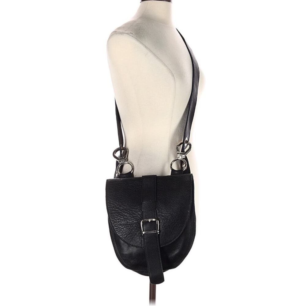 Anat Zamir the horseshoe black pebble leather crossbody bag